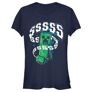 Juniors Womens Minecraft SSSS Creeper T-Shirt - 1 of 4
