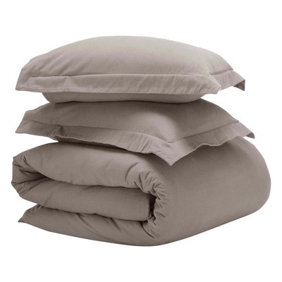 Flannel Cotton Modern Solid Fuzzy Duvet Cover Set With Pillow Shams by Blue Nile Mills