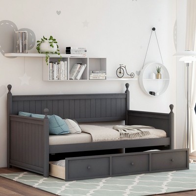 NicBex Twin Size Wood Daybed with 3 Drawers for Bedroom,Living Room,Apartment,No Box Spring Needed