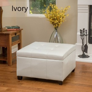 Hrinhom 30"W PU Storage Ottoman and Sturdy Wooden Legs - 1 of 4
