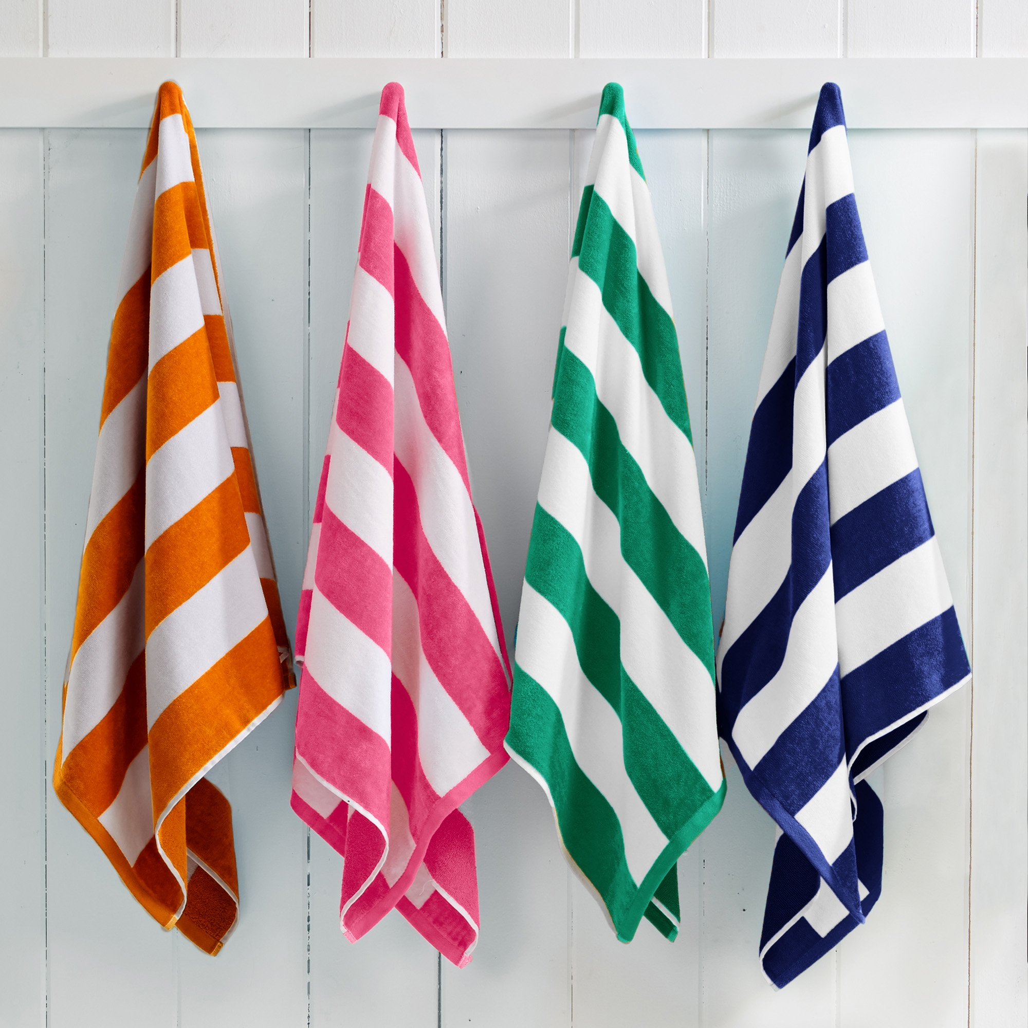 100% Cotton Cabana Striped 4 Pack Beach Towels - Great Bay Home (30" x 60", Multi Color)