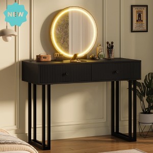 Jojoka 49.2" Vanity Desk with Mirror, Modern Makeup Vanity with 2 Drawers, 3-Color LED Lighting & Adjustable Brightness – Bedroom Dressing Table - 1 of 4