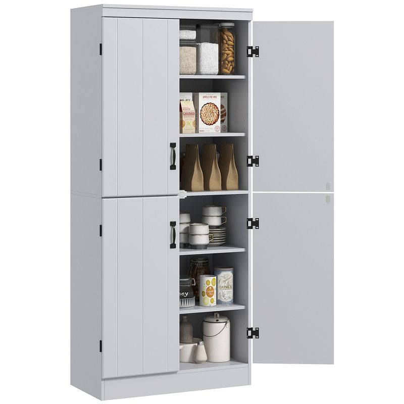 HOMCOM 70" 4-Door Kitchen Pantry, Freestanding Storage Cabinet, 6-tier Cupboard with Adjustable Shelves for Living Room, 1 of 7