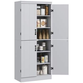 HOMCOM 70" 4-Door Kitchen Pantry, Freestanding Storage Cabinet, 6-tier Cupboard with Adjustable Shelves for Living Room