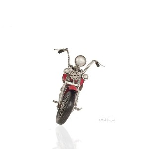 Handmade Iron Motorcycle Model – Red Vintage Harley Design – Display Collectible By Old Modern Handicrafts - 1 of 4