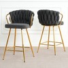 Set of 2 Modern Linen Bar Stools, Plated Legs, Kitchen & Dining Chairs for Cafe, Bar, Restaurant - 3 of 4