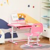 Qaba Kids Desk and Chair Set, Height Adjustable School Study Table and Chair, Student Writing Desk with Tilt Desktop, LED Lamp, Pen Box, Drawer, Reading Board, Cup Holder, and Pen Slots - 2 of 4