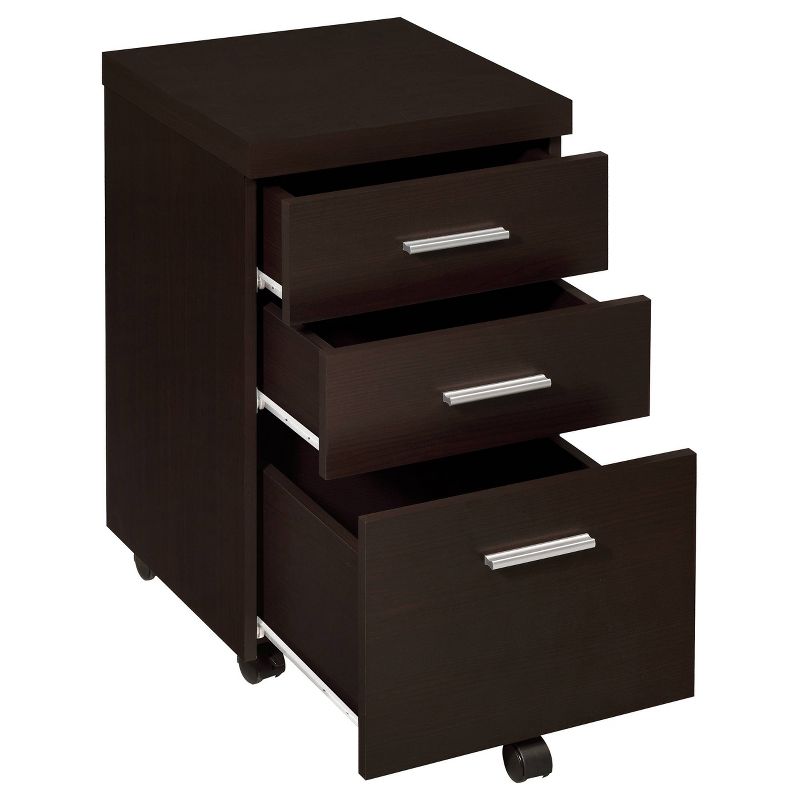 Skeena 3 Drawer Mobile Storage Cabinet Cappuccino - Coaster, 4 of 11