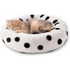 Boersma Donut Cat Bed – Plush Round Washable Pet Bed with Non-Slip Bottom for Indoor Cats, Kittens, Puppies & Small Dogs, Black Dot - 2 of 4