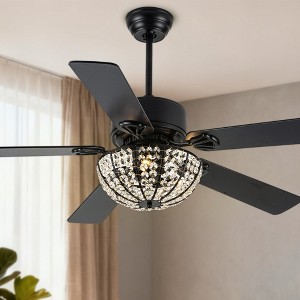 Bella Depot 52" Black Modern Crystal Ceiling Fan with Light - 1 of 4