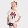 Toddler Girls' 2pc Disney Minnie Mouse Americana Short Sleeve T-Shirt and Shorts Set - Red/White/Blue - 3 of 4