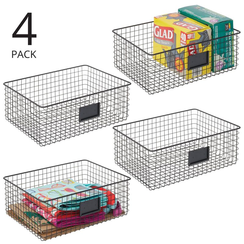 mDesign Wide Steel Kitchen Organizer Basket - Label Slot, 2 of 7