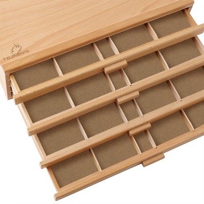 Beechwood 4-Drawer Artist Storage Box for Art Supplies