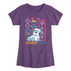 Girls' - Peanuts - Neon Olaf Fitted Short Sleeve Graphic T-Shirt - 1 of 4