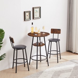 Hrinhom 3-Piece Bar Table Set with Shelf,Dining Table Set - 1 of 4