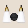 PAKOKULA 2-Light Black and Gold Bathroom Vanity Light With Cone Milk Glass Shade - 3 of 4