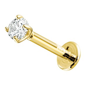 Jewelry Avalanche Unisex 14K Gold 2.5mm Diamond Labret Studs, Monroe, Lip Ring, 16G - 1 of 4