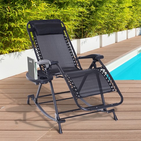 Black Cup Holder For Zero Gravity Side Tray Patio Lounge Pool Beach Chair Lawn 