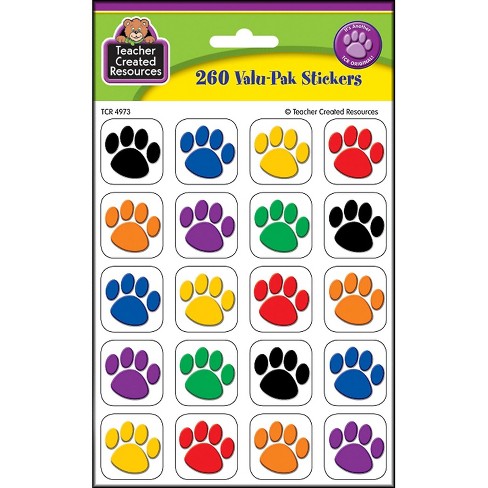 864ct Creative Shapes etc. Incentive Stickers Colorful Paw Prints