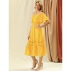 Allegra K Women's Off Shoulder Ruffle Lace Insert High Waist Short Sleeve Flowy Maxi Dress - 4 of 4