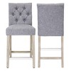 WestinTrends 24" Linen Fabric Tufted Counter Stool (Set of 2) - 3 of 4