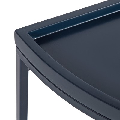 Dorrah Navy Blue Metal Half-Circle Console Table with Storage