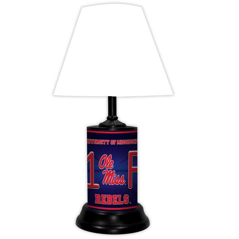 NCAA 18-inch Desk/Table Lamp with Shade, #1 Fan with Team Logo, Ole Miss Rebels, 1 of 4