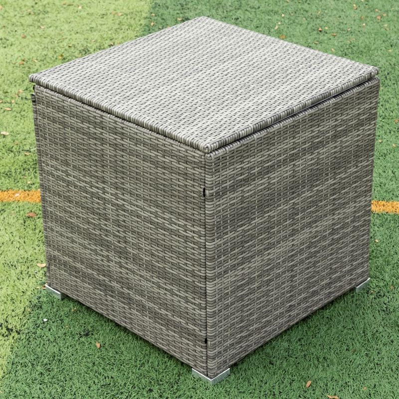 4-Piece PE Wicker Rattan Patio Conversation Set, Patio Sectional Sofa Set with Storage Box, Outdoor Furniture - Maison Boucle, 5 of 10
