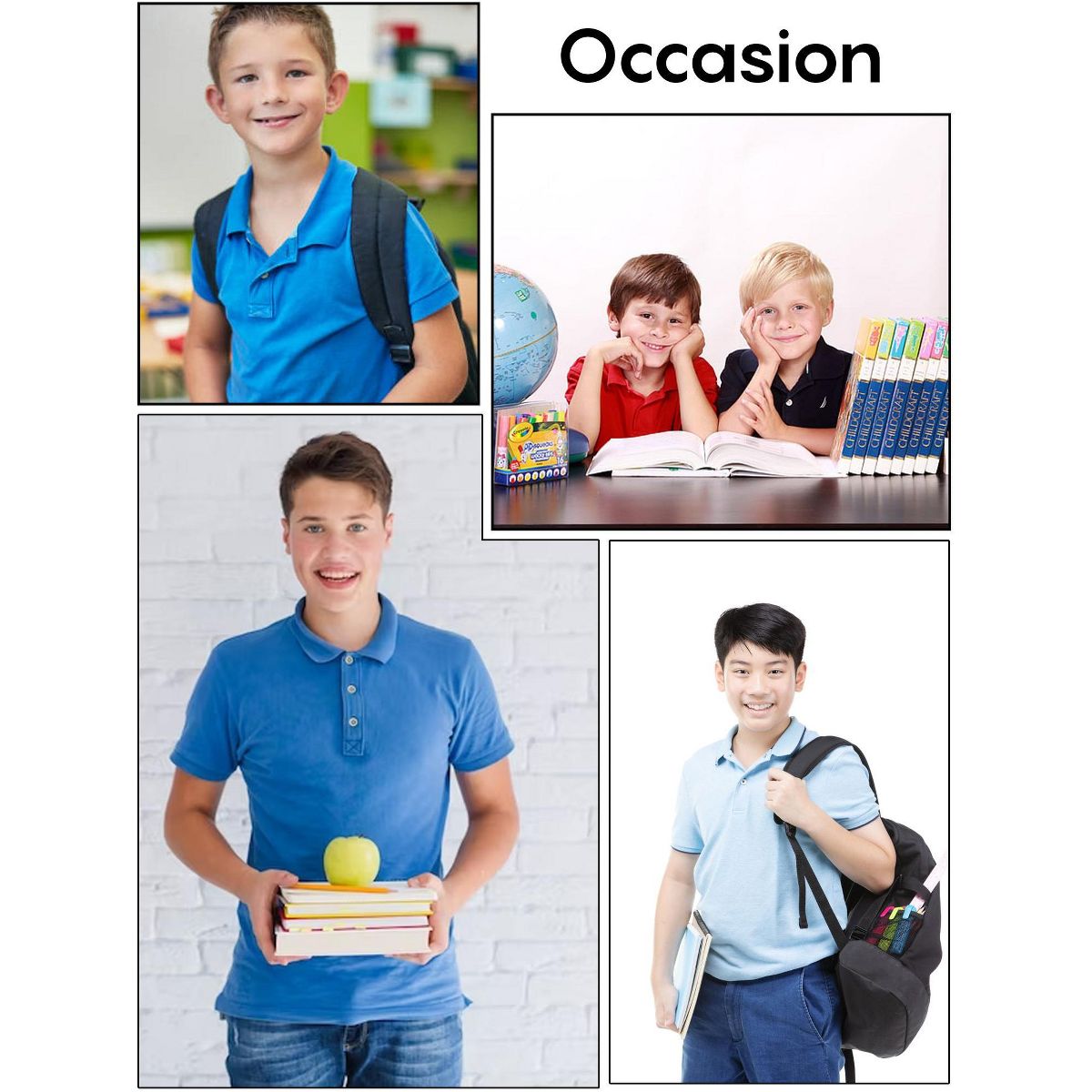 Galaxy by Harvic Boy's School Uniform Polo-5 Pack - thumbnail 2