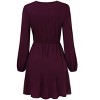 Women's Sexy V-Neck A-Line Long Sleeve Cocktail Party Basic Short Dress - 3 of 4