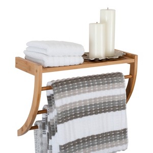 Lohas Collection Mounting Wall Shelf with Bar Towel Holder Brown - Organize It All - 1 of 4