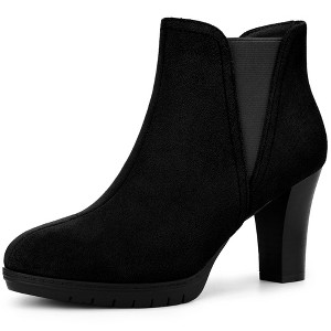 BLISSFUL STEP Round Toe Block Heels Chelsea Ankle Boots for Women - 1 of 3