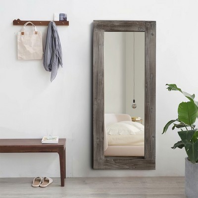 Dovelina Wood Frame Rectangular Full Length Mirror Large Wall Mirror Leaning Mirror - 58"x24",Dark Brown