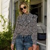 Anna-Kaci Women's Polka Dot Blouse with Ruffled Front Detail and High Neck for Casual Looks - 3 of 4