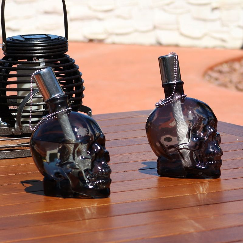 Sunnydaze Grinning Skull Glass Tabletop Torches, 2 of 11