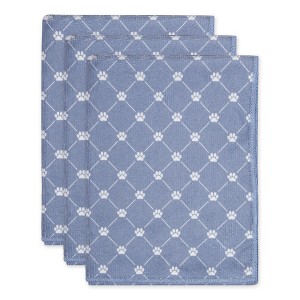 Bone Dry Microfiber Trellis Printed Pet Towel 3 Piece Set, Stonewash Blue - 1 of 4