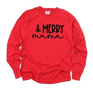 Simply Sage Market Women's Merry Mama Tree Long Sleeve Garment Dyed Tee - 1 of 3