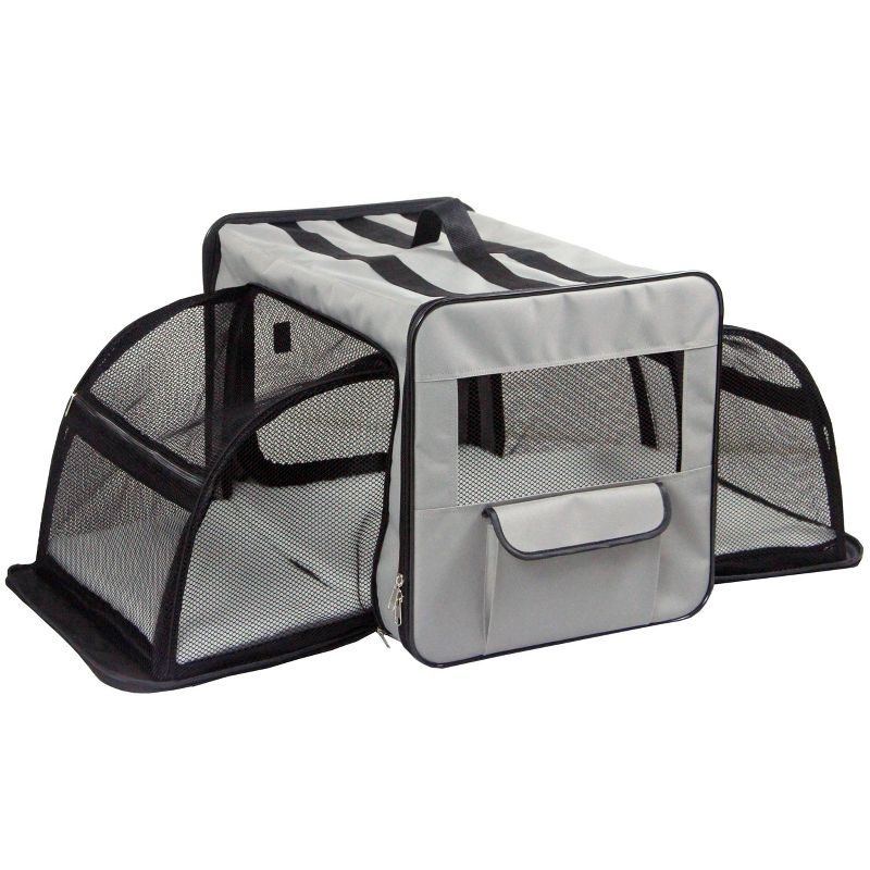 Pet Life Capacious Dual-Expandable Wire Folding Collapsible Travel Dog Crate - Gray, 5 of 9