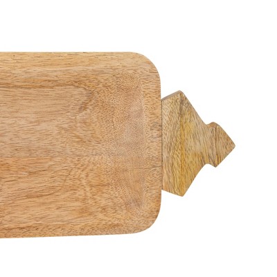 Natural Mango Wood Serving Tray with Carved Handles