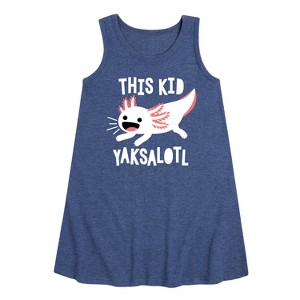 Girls' - Instant Message - This Kid Yaksalotl Graphic Sleeveless Aline Dress - 1 of 4