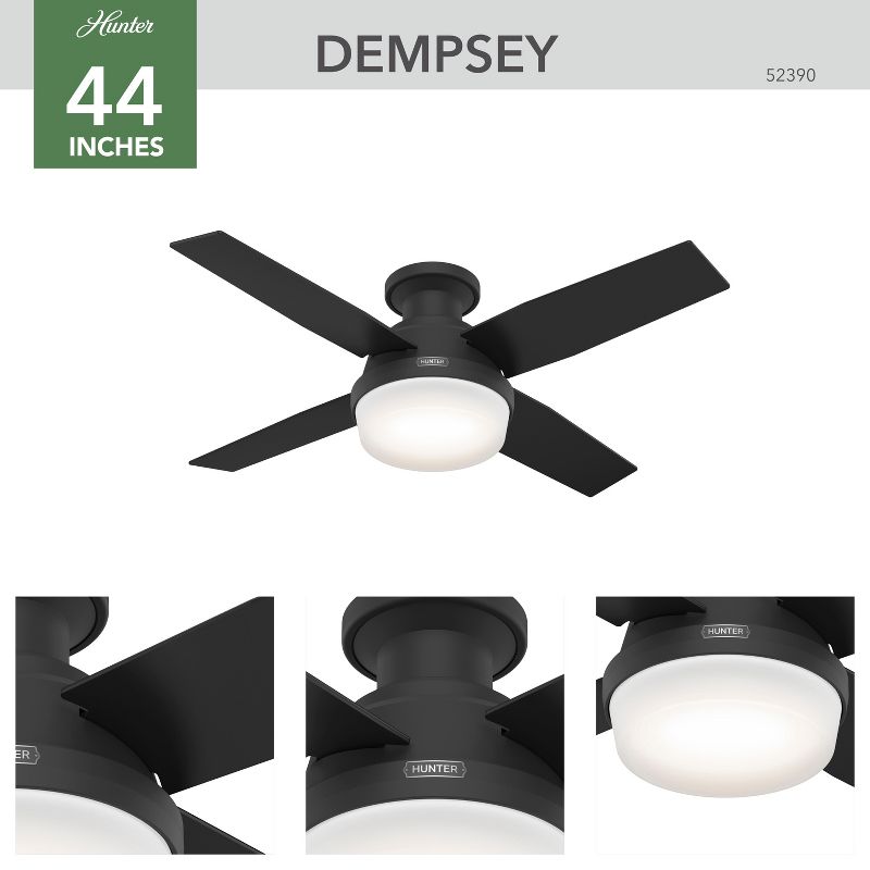  44" Dempsey Low Profile Ceiling Fan with Remote (Includes LED Light Bulb) - Hunter Fan, 3 of 20