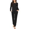 Ekouaer Womens Jogger Pajama Sets Long Sleeve Sleepwear Round Neck Nightwear Soft Pjs Lounge Sets with Pockets - 2 of 4