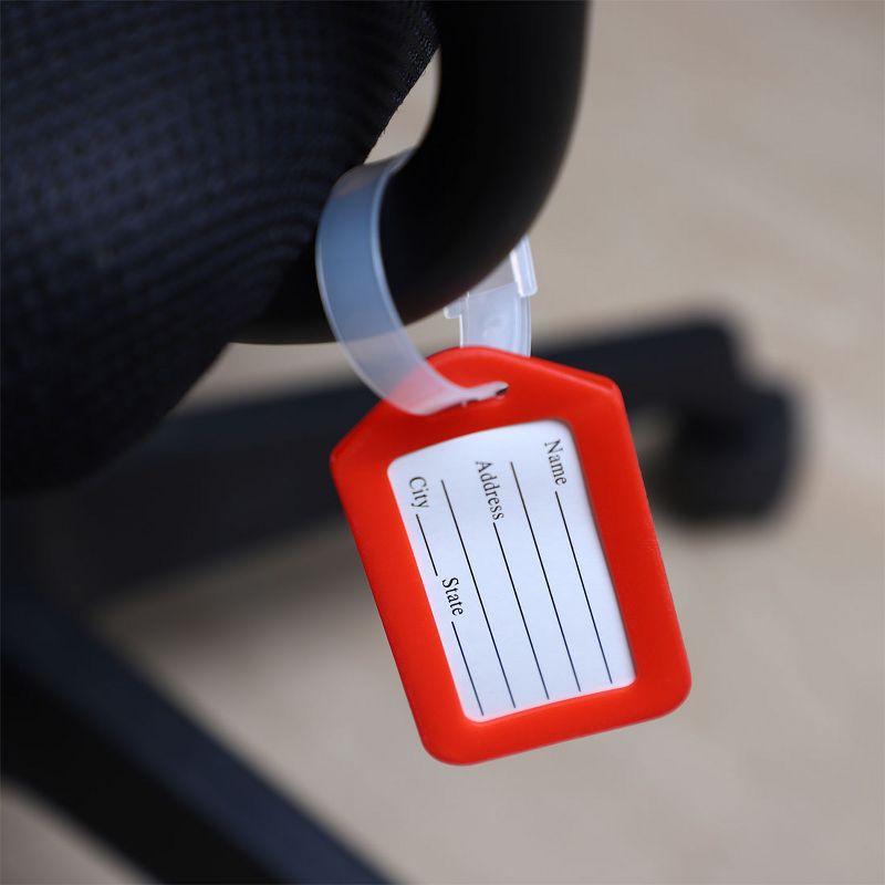 Unique Bargains Plastic Suitcase Bag ID Name Label Luggage Holder Tag 10 Pcs Red White, 4 of 5