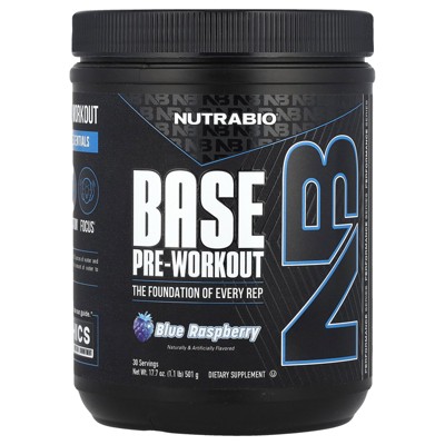 NutraBio Base Pre-Workout, Blue Raspberry, 1.1 lb (501 g)