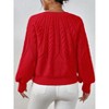 Women's Cable Knit Christmas Sweater - Round Neck Long Sleeve Pullover (S-XL) - 3 of 3