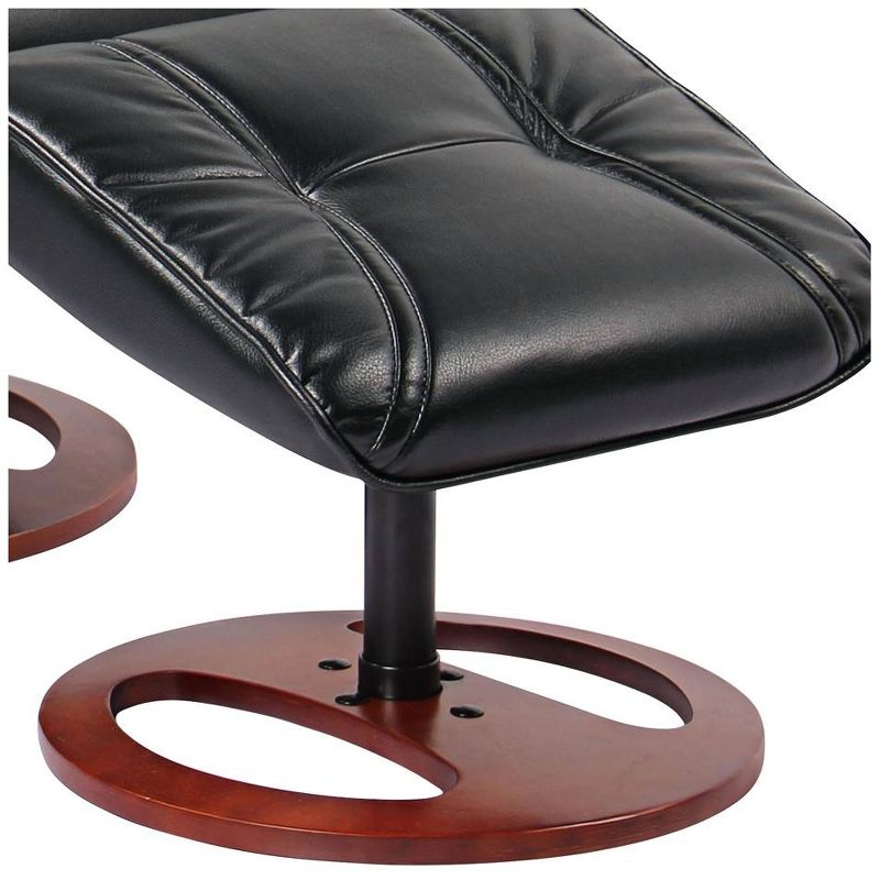 BenchMaster Black Swivel Ottoman Leather Recliner Chair Modern Armchair Ergonomic Manual Reclining Adjustable Bedroom Living Room, 5 of 8