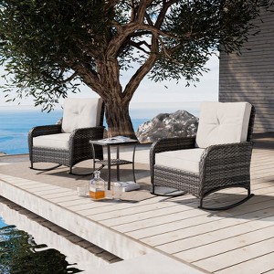 EAGLE PEAK Rustic Veranda Patio Bistro Set, Outdoor Wicker Furniture - 1 of 4