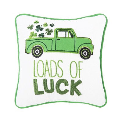 C&F Home 10" x 10" St. Patrick's Day "Loads Of Luck" Embroidered  Small/Petite Accent Throw Pillow