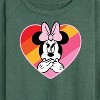 Women's - Disney - Minnie Mouse Rainbow Heart Lightweight French Terry Wide Neck Long Sleeve Graphic Shirt - 2 of 4