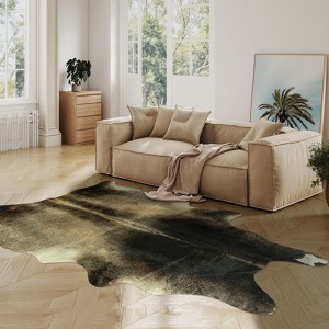 Faux Cowhide Rug 61x74.8 Inch, Western Animal Skin Carpet for Living Room Bedroom, Cowboy Cowgirl Home Decor - 1 of 4